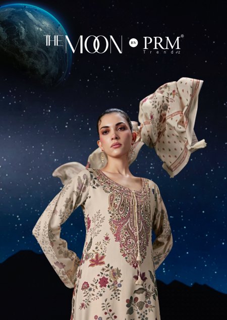 Moon By Prm Viscose Pashmina Printed Fancy Work Dress Material 